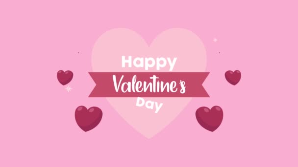 happy valentines day animation with hearts - Footage, Video