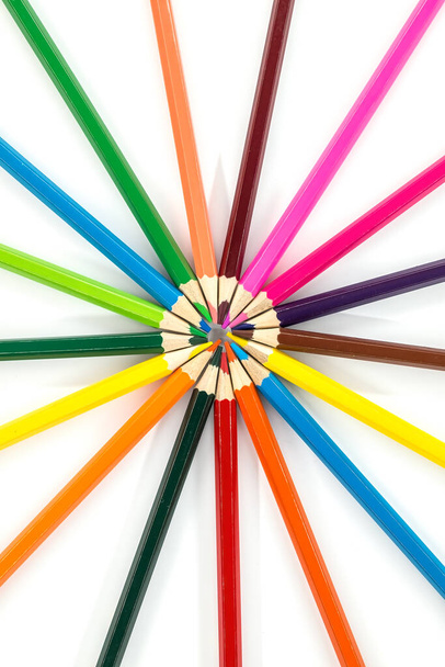 coloring wooden pencil in a circle - Photo, Image
