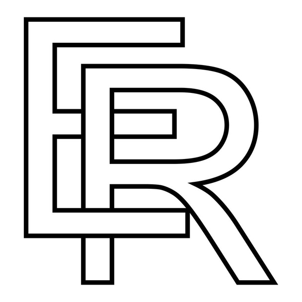 Logo sign er re icon, nft er interlaced letters e r - Vector, Image