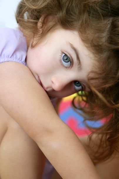Beautiful little blue eyes girl looking camera - Photo, Image
