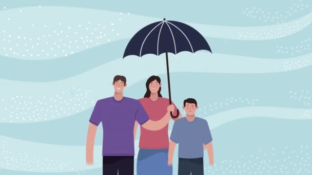 service d'assurance fa, ily et parapluie - Séquence, vidéo