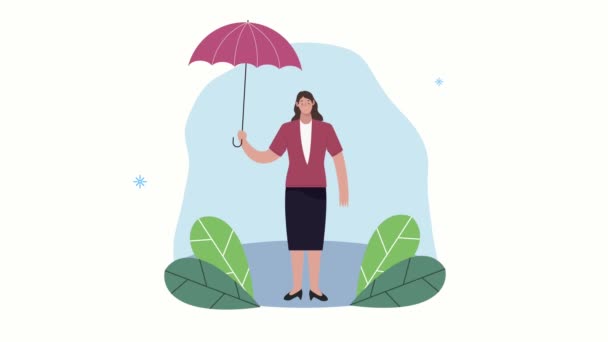 insurance service agent with umbrella - Footage, Video