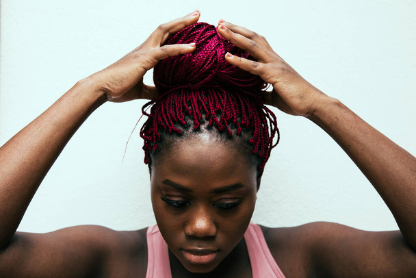 portrait of a black woman with braids - Photo, Image