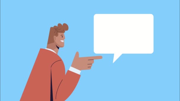 young man with speech bubble animation - Footage, Video