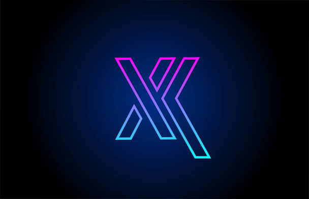 X alphabet letter logo icon design with line. Creative template for company and business in pink blue colors - Vetor, Imagem