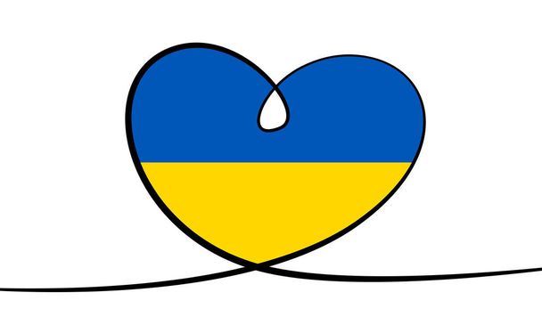 ウクライナ国旗付き概要ハート  - ベクター画像