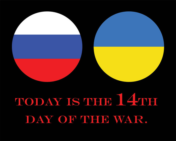 14 päivää sodan Venäjän ja Ukrainan musta tausta kirjoitus punaisella värillä kuva uutisia. - Vektori, kuva