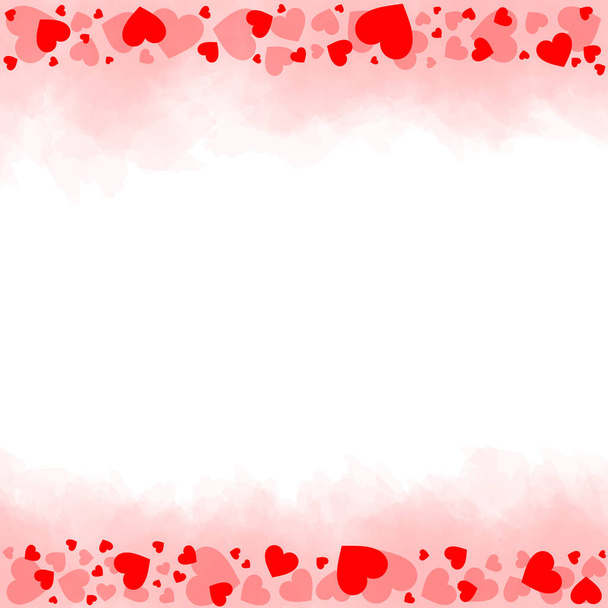 Hartframe voor Valentijnsdag. Abstract liefde achtergrond voor uw Valentijnsdag wenskaart ontwerp. Rood en roos Harten horizontaal frame geïsoleerd op witte achtergrond. - Foto, afbeelding