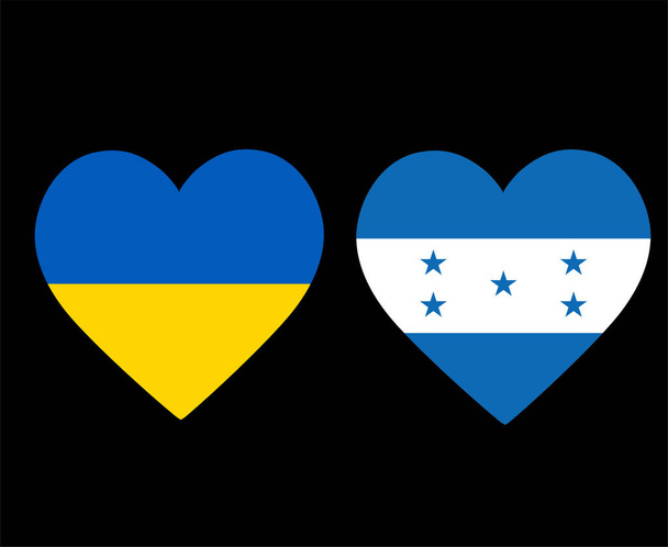 Флаги Украины и Гондураса Национальная Европа и Северная Америка Эмблема Сердце Иконки векторная иллюстрация Абстрактный дизайн Элемент - Вектор,изображение