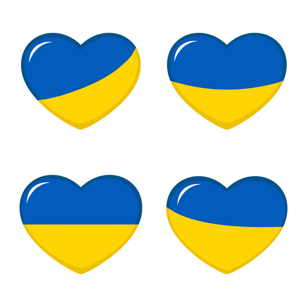 Ukrainian national flag. Blue and yellow heart. Support and help Ukraine. Fight symbol. Stop war banner - Vettoriali, immagini