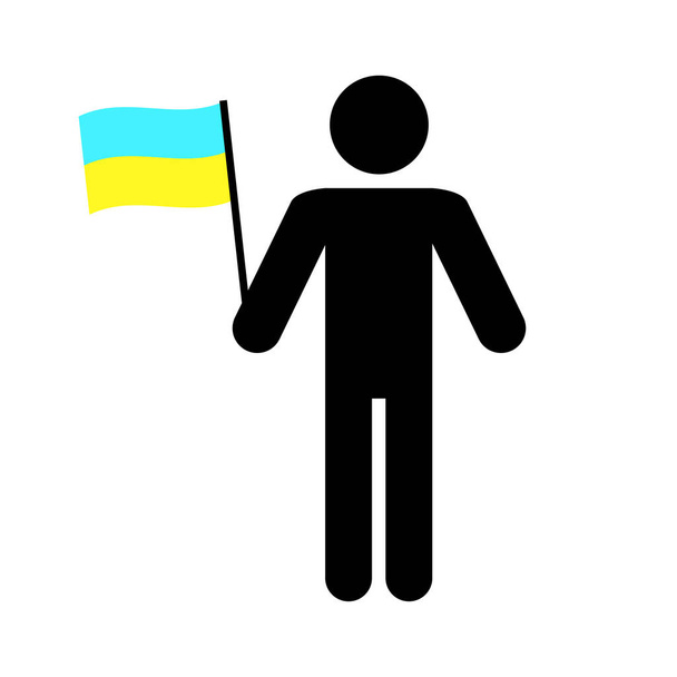 Ikone mit Mannfahne ukraine. Friedenssymbol. Ukrainische Nationalflagge. Vektorillustration. Archivbild.  - Vektor, Bild