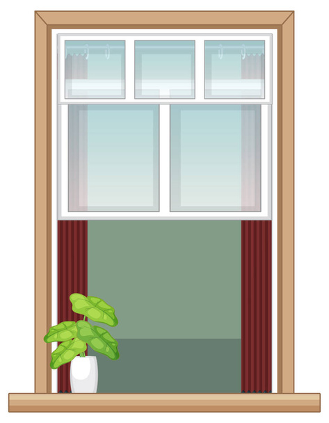 Ένα παράθυρο για πολυκατοικία ή σπίτι απεικόνιση πρόσοψης - Διάνυσμα, εικόνα