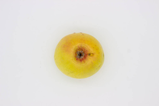 One yellow apple on white background. Isolated image - Foto, imagen