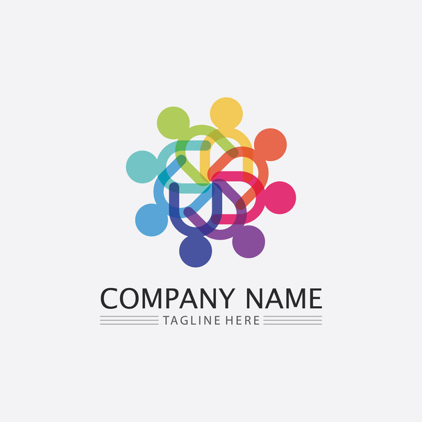 Logotipo de la gente, Equipo, Trabajo de personas de éxito, Grupo y Comunidad, Empresa del grupo y el logotipo del negocio vector y diseño Cuidado, Icono de la familia Logotipo de éxito - Vector, imagen
