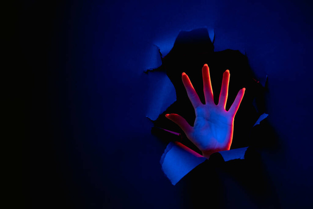 night fear anxiety panic hand palm breakthrough - Φωτογραφία, εικόνα