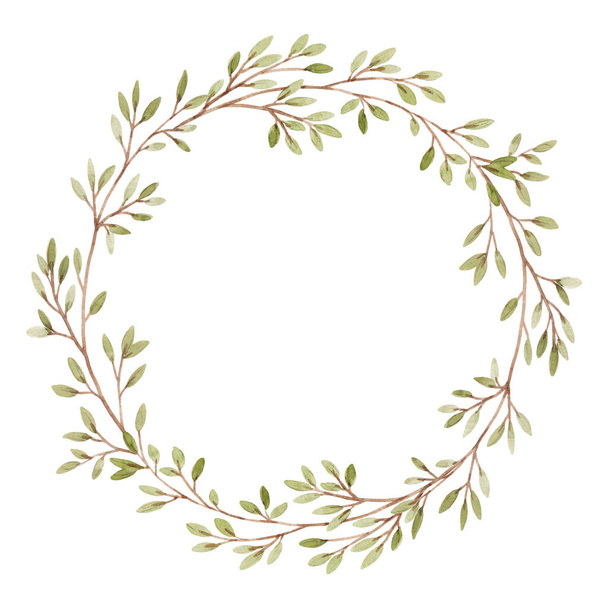 Beautiful stock illustration with cute watercolor hand drawn floral wreath. - Φωτογραφία, εικόνα