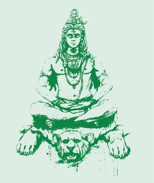 Disegno o Schizzo di Lord Shiva e i suoi simboli delineano, silhouette illustrazione modificabile. - Vettoriali, immagini