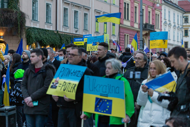 The demonstration and protest in support of Ukraine - Фото, изображение