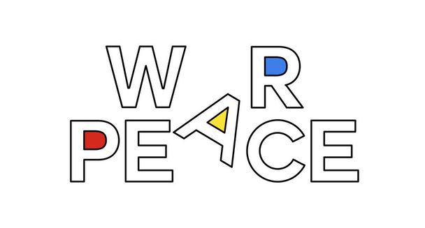 Πόλεμος Ειρήνη κείμενο Σταματήστε τον πόλεμο Ρωσία εναντίον της Ουκρανίας Αφίσα. - Διάνυσμα, εικόνα