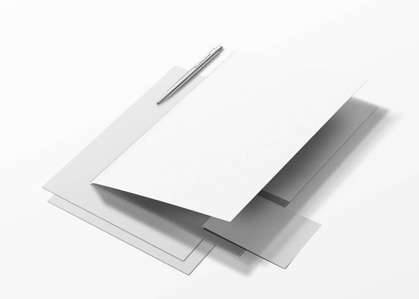 Mockup folderu plików na szarym tle Rendering 3D - Zdjęcie, obraz