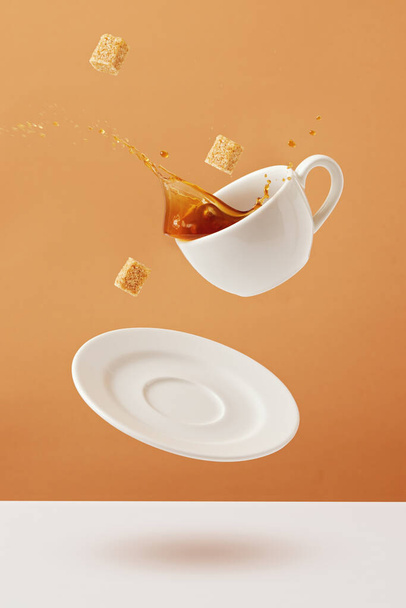 Coffee Spilled From A White Cup. - Fotografie, Obrázek
