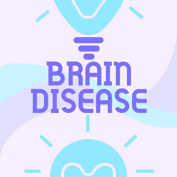 脳疾患の概念図。神経系を悪化させる神経障害のための単語は神経です光球の描画新鮮な発見を表示します. - 写真・画像