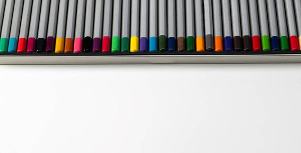 set of colored pencils for creativity on a white background, space for text - Фото, зображення