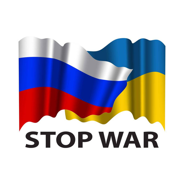 Rusland tegen Oekraïne. Vlag van Rusland en Oekraïne. Stop de oorlog in Oekraïne - Vector, afbeelding