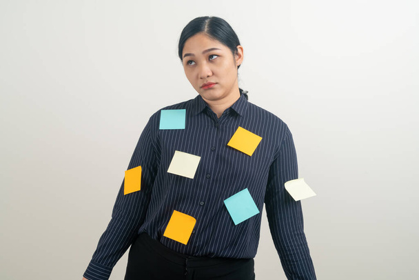 Asian business woman stress from hard work with white background - Zdjęcie, obraz