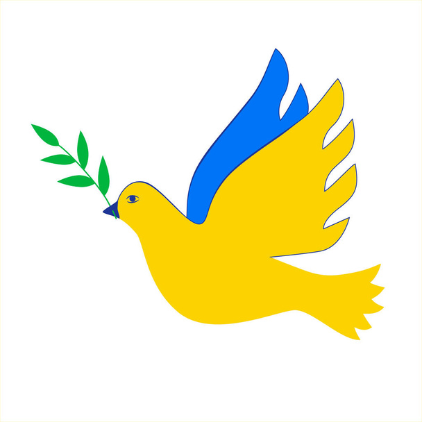  Létající pták jako symbol míru. Ukrajinská vlajka v podobě holubice míru. Podpořte Ukrajinu. Rastrová ilustrace pro design a web. - Fotografie, Obrázek