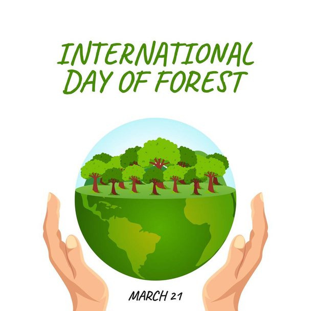 Vektorgrafik des internationalen Tages des Waldes gut für den internationalen Tag des Waldfestes. flache Bauweise. Flyer entwerfen, flache Abbildung. - Vektor, Bild