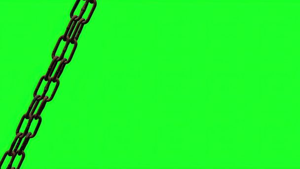 3d ilustración de la cadena oxidada en pantalla verde - Foto, imagen