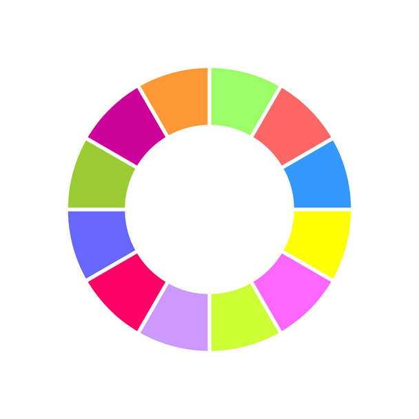 Carta delle ciambelle. Diagramma a cerchio colorato diviso in 12 parti uguali. Icona della ruota infografica. Forma rotonda tagliata in dodici segmenti isolati su sfondo bianco - Vettoriali, immagini