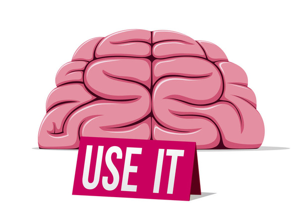 Ludzki mózg z tekstem "USE IT" - Wektor, obraz