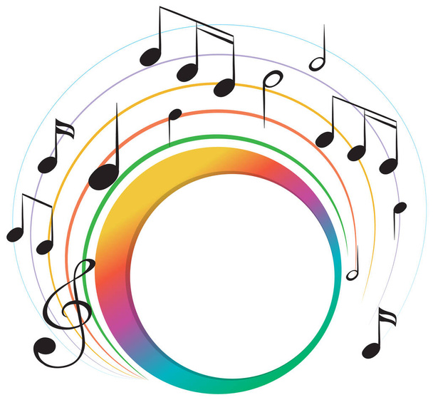 Banner notas musicales coloridas sobre fondo blanco ilustración - Vector, Imagen