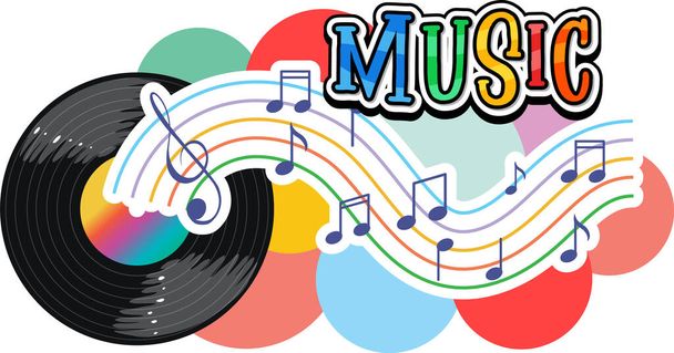 Font design for word music with music notes on white background illustration - Vector, Image
