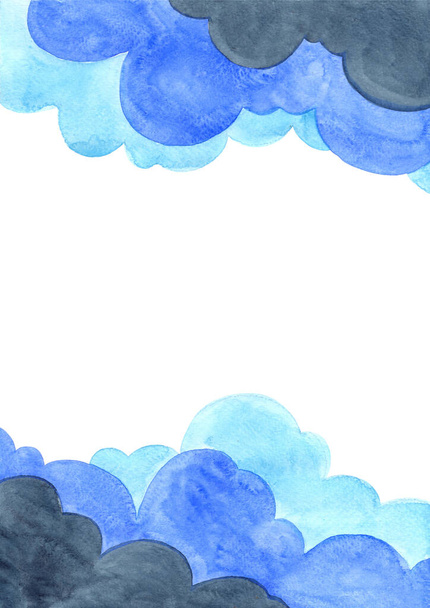 Blue cloud on the sky watercolor background for decoration on rain season and sky concept.  - Photo, Image