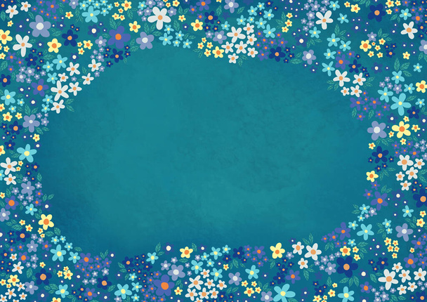 Bílá a modrá květinová louka s kopií sapce pozadí ilustrace pro dekoraci na jarní sezónu, zimu, přírodu a zemědělskou půdu. - Fotografie, Obrázek