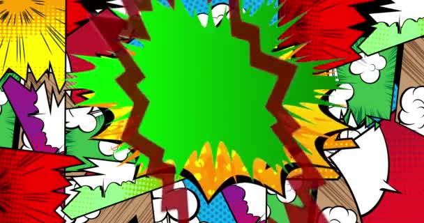 Absztrakt színes pop art beszéd buborék háttér. Manga intro Motion poszter. 4k animációs képregény mozgó elemek. Retro stílus cím háttér. - Felvétel, videó