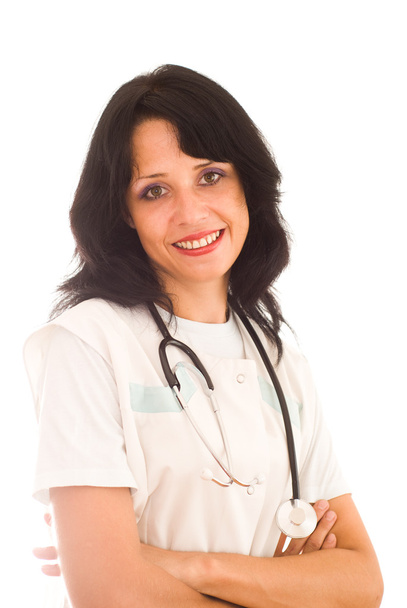 Woman doctor on a white - Fotoğraf, Görsel