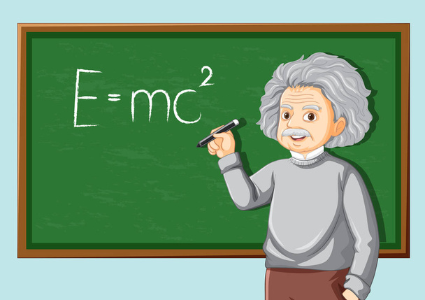 Portrait d'Albert Einstein dans une illustration de style dessin animé - Vecteur, image