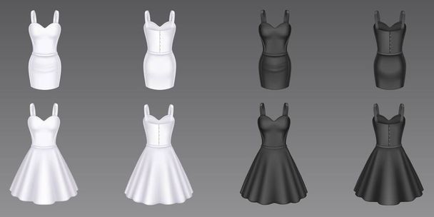 Women black and white cocktail and sheath dresses - Διάνυσμα, εικόνα