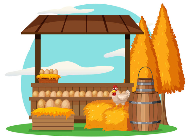 Market stall concept with egg shop stall illustration - Vector, Image