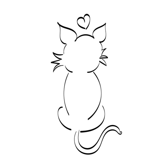 Cat Line Art Design для друку або використання як плакат, картка, флаєр, татуювання або футболка
 - Вектор, зображення