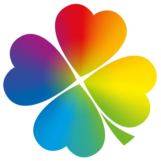 Τέσσερις πλατύφυλλα τριφύλλι Rainbow ντεγκραντέ λευκό - Διάνυσμα, εικόνα