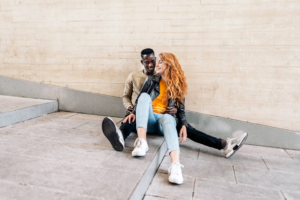 Loving Multiethnic Young Couple Portrait - Photo, Image