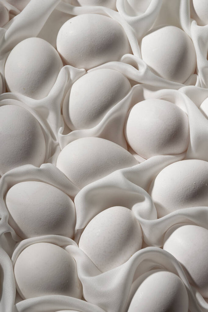 White hen eggs background, food patterns - Fotó, kép