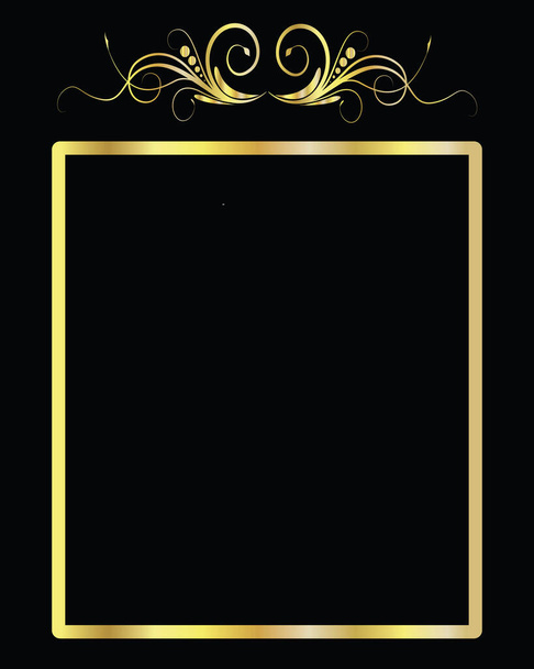 Векторний фон-чорний з золотими елементами з коробкою для тексту або зображення
 - Вектор, зображення