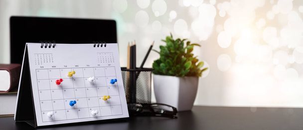 Calendar Event Planner is busy.calendar,clock to set timetable organize schedule,planning for business meeting or travel planning concept. - Photo, Image