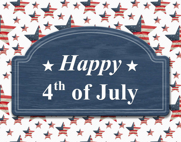 Buon 4 luglio segno con retro rosso, bianco e blu stelle bandiera degli Stati Uniti - Foto, immagini